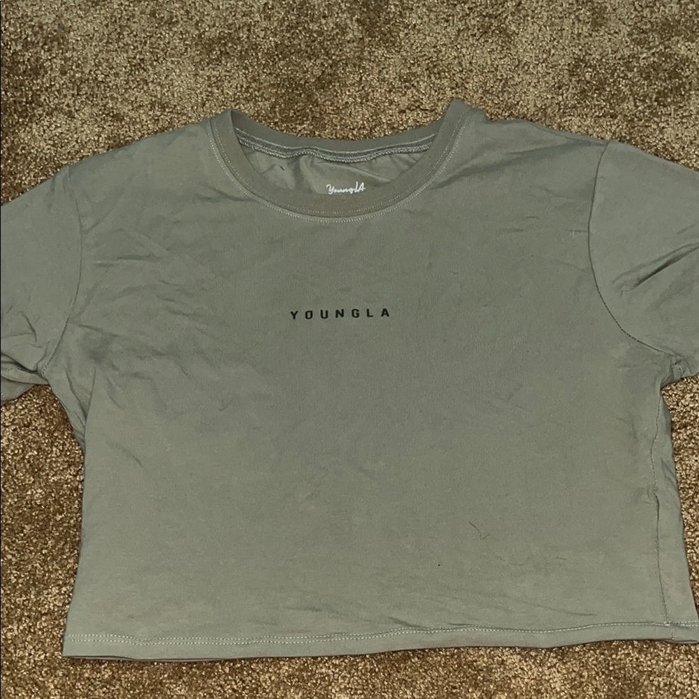 YoungLA Green Crop T-Shirt Short Sleeve Relaxed